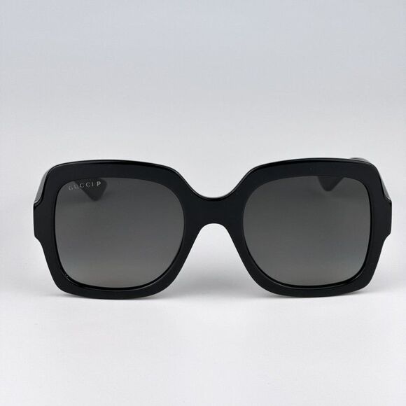NEW Gucci GG1337S 002 Shiny Black Gradient Gray Polarized Square Women S… - Picture 3 of 13